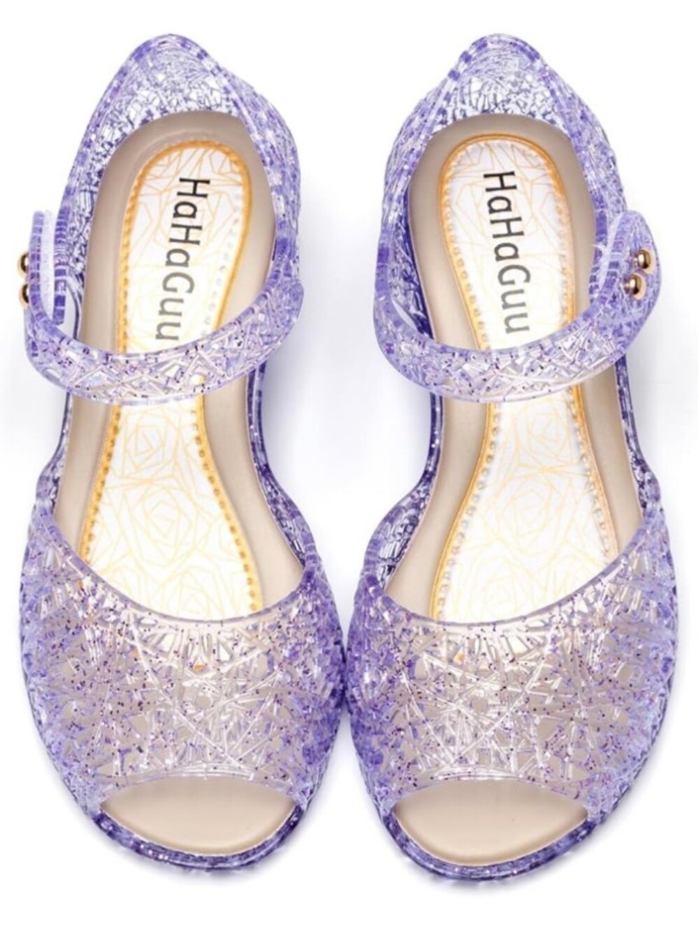 Girls Glitter Jelly Sandals Low Heel Princess Dress Up Party Shoes 6 7 8 9 11 12